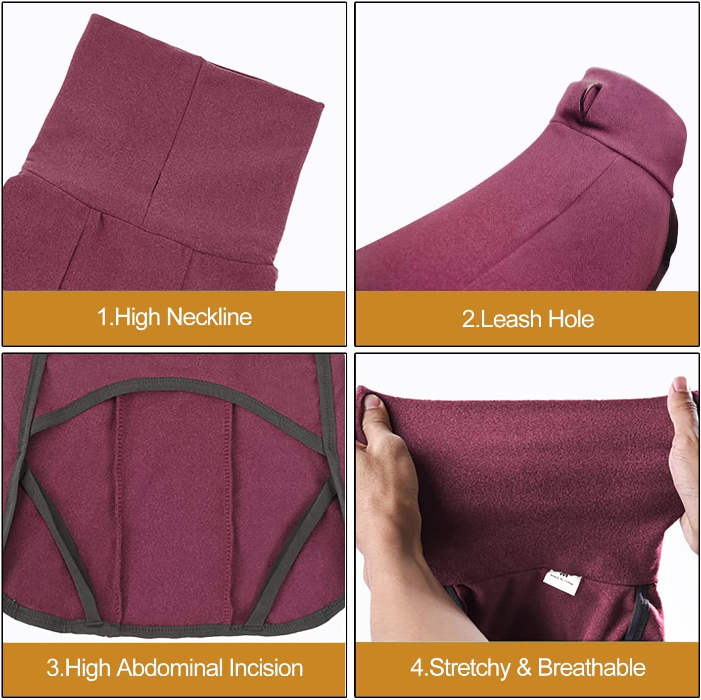 Dog Cold Weather Coats, Dog Sweaters with Leash Hole for Small Medium Large Dogs, Bowite Soft Warm Stretchy Dog Winter Jacket Girl Boy for Cold Weather, Dog Pullover Sweater Vest (Wine Red,2Xs) Animals & Pet Supplies > Pet Supplies > Dog Supplies > Dog Apparel Bowite   