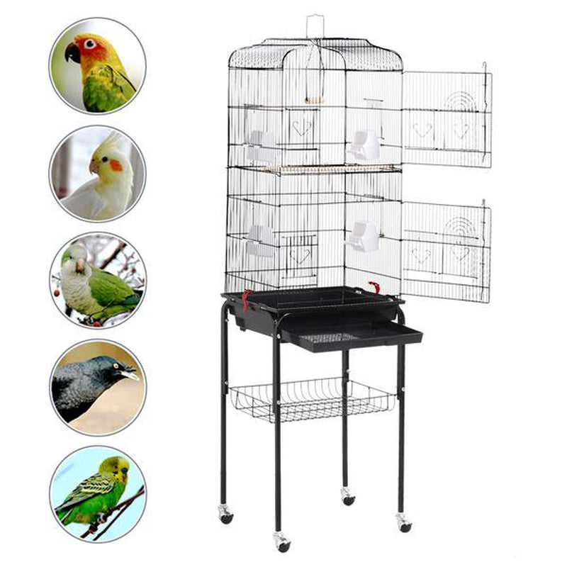 Topeakmart Metal Bird Cage with Stand, Black, 64", Open Top Animals & Pet Supplies > Pet Supplies > Bird Supplies > Bird Cage Accessories Topeakmart   