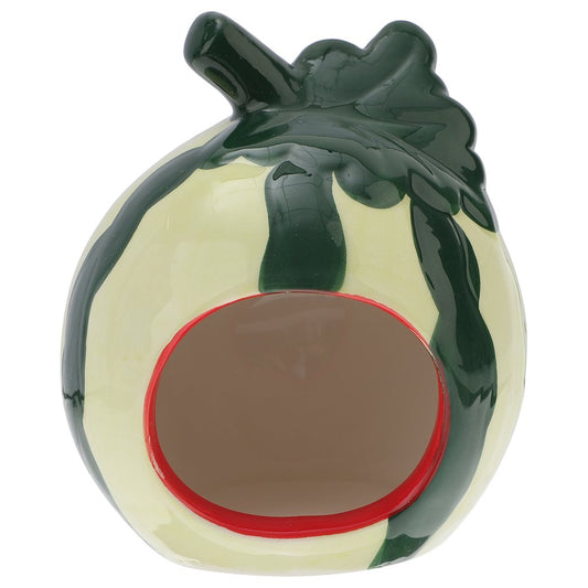 Ceramic Cartoon Watermelon Shape Hamster House Home Summer Cool Small Animal Pet Nesting Habitat Cage Accessories Animals & Pet Supplies > Pet Supplies > Small Animal Supplies > Small Animal Habitats & Cages FRCOLOR   