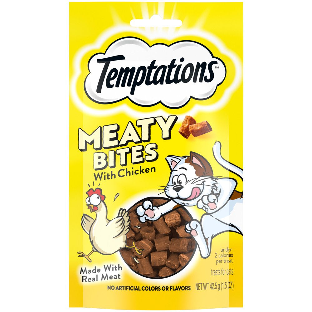 Temptations Meaty Bites Soft and Savory Chicken Flavor Treats for Cats, 1.5 Oz Pouch Animals & Pet Supplies > Pet Supplies > Cat Supplies > Cat Treats Mars Petcare 1.5 oz  