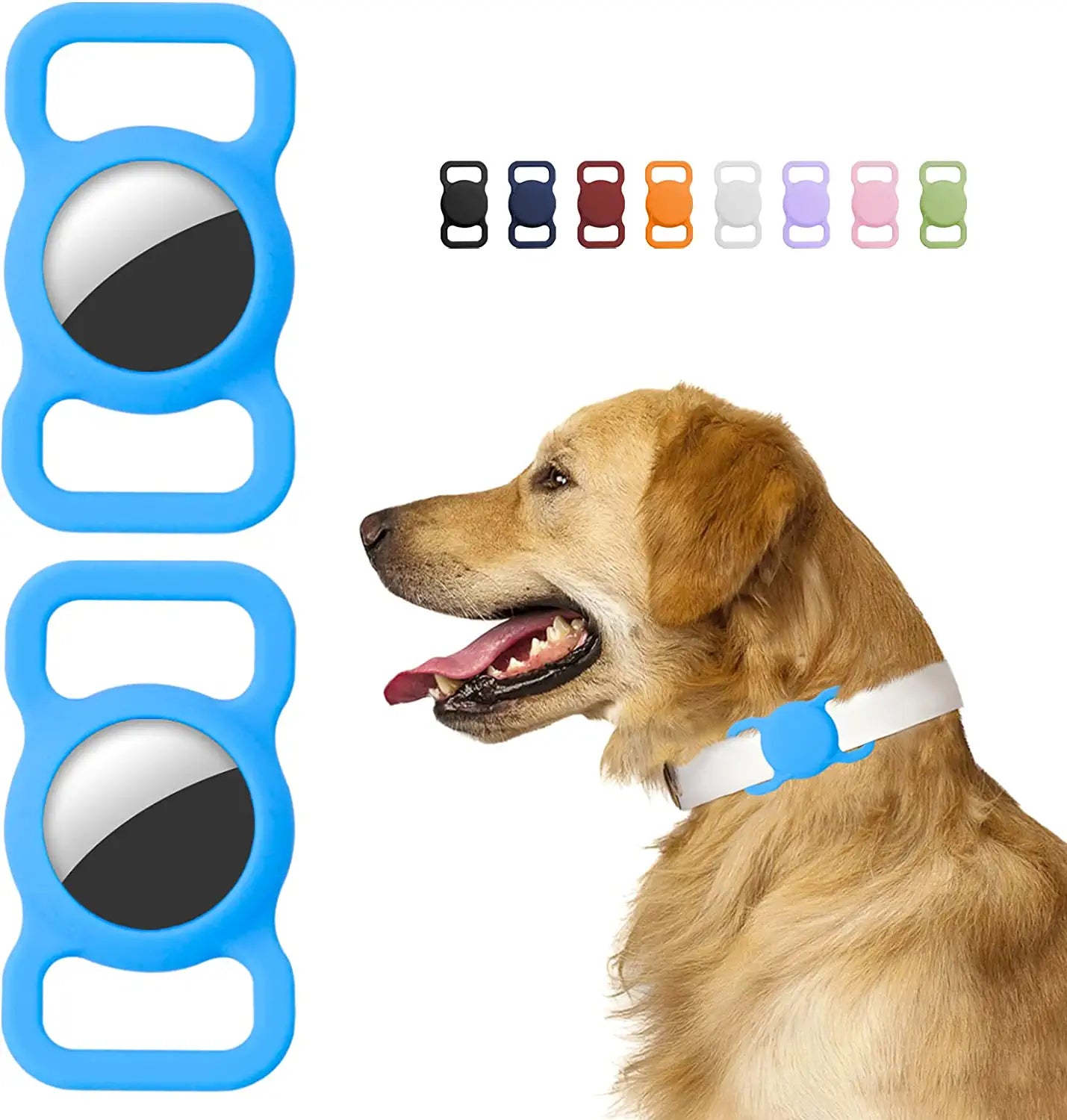 Gogomg 2 Pack Holders Compatible with Apple Airtag for Dog Collar, Silicone Protective Case for Air Tag Pet GPS Tracker (Purple) Electronics > GPS Accessories > GPS Cases gogomg Blue  