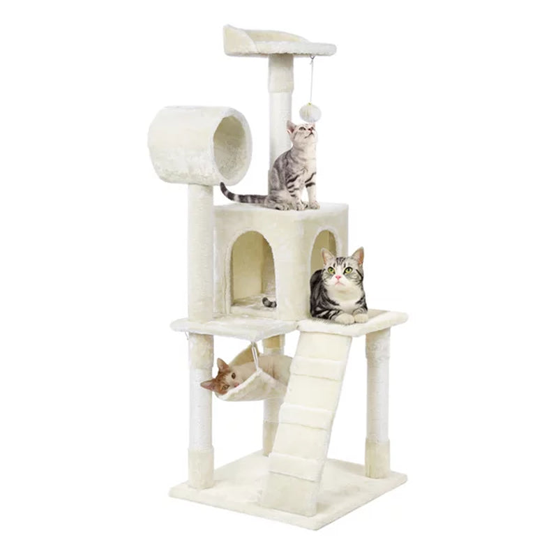 Smilemart 51" Cat Tree with Hammock and Scratching Post Tower, Black Animals & Pet Supplies > Pet Supplies > Cat Supplies > Cat Furniture SmileMart Beige  