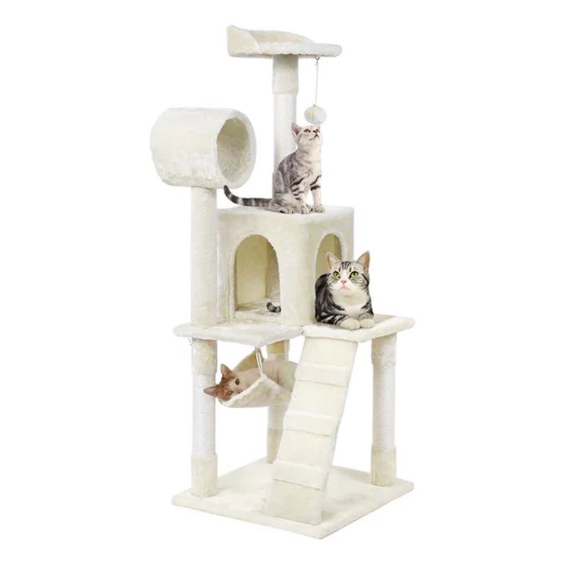 Smilemart 51" Cat Tree with Hammock and Scratching Post Tower, Dark Gray Animals & Pet Supplies > Pet Supplies > Cat Supplies > Cat Furniture SmileMart Beige  