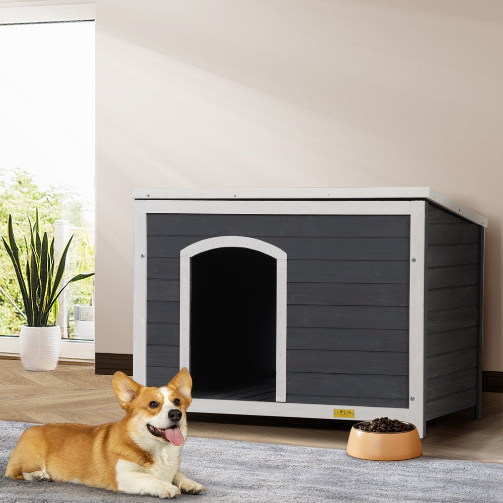 Coziwow Dog House Outdoor Flip-Top Wooden with Asphalt Roof, Gray Animals & Pet Supplies > Pet Supplies > Dog Supplies > Dog Houses Coziwow   