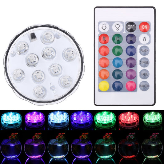 Ccdes Submersible 10 LED Multicolor Waterproof Light RGB with Remote for Vase Wedding Party Fish Tank Decoration, Underwater Vase Light Animals & Pet Supplies > Pet Supplies > Fish Supplies > Aquarium Lighting Ccdes   