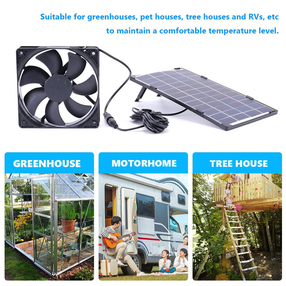 Funnybeans 10W Solar Panel Kit 6V with Fan Portable Waterproof Outdoor for Greenhouse Dog Pet House Home Ventilation Equipment Animals & Pet Supplies > Pet Supplies > Dog Supplies > Dog Houses Green Beans   