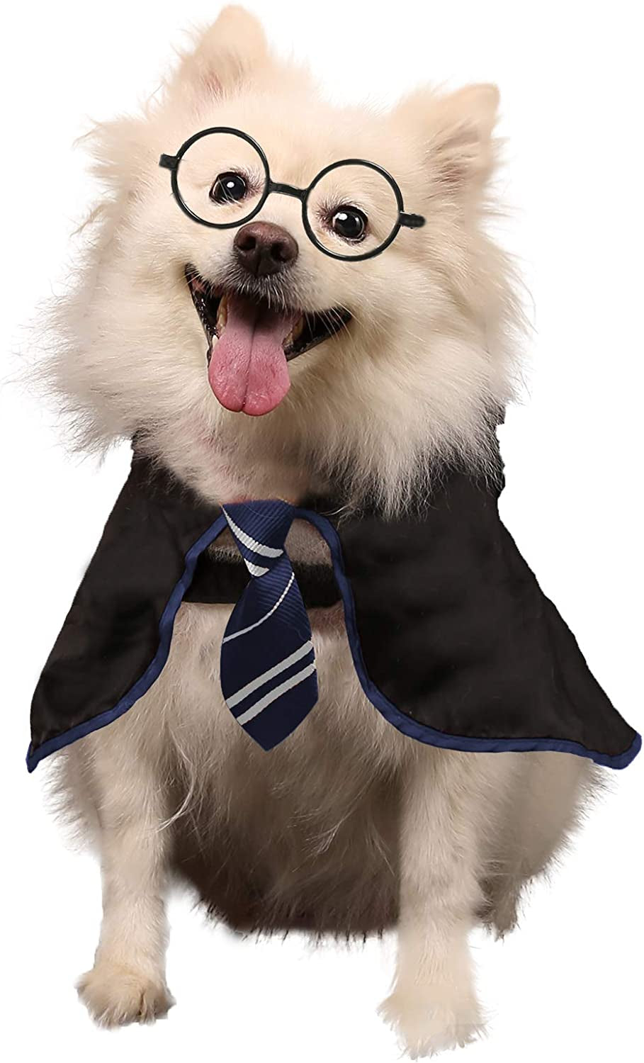 Coomour Dog Halloween Costume Pet Wizard Shirt Funny Cat Clothes for Dogs Cats Clothing with Glasses (Medium) Animals & Pet Supplies > Pet Supplies > Dog Supplies > Dog Apparel Coomour Blue01 Medium(Neck:18") 