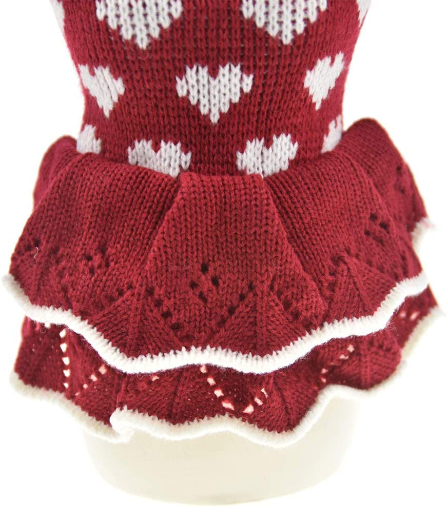 Christmas Small Dog Sweaters Female Girl Red Winter Warm Dog Princess Dress Clothes Dachshund Chihuahua Corgi (S(Bust 13.7Inch), Red Heart) Animals & Pet Supplies > Pet Supplies > Dog Supplies > Dog Apparel MUYAOPET   