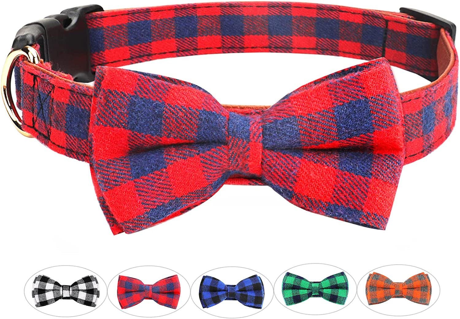 Dog Bow Tie Collar, Funow Plaid Bow Tie Dog Collar Unique Buckle Soft Comfortable, Adjustable Comfy Bowtie for Small Medium Large Dogs Cats Pets Durable Cotton Best Gift Cute Bowtie Detachable S Red Animals & Pet Supplies > Pet Supplies > Dog Supplies > Dog Apparel Funow Red youth large / 11-13 