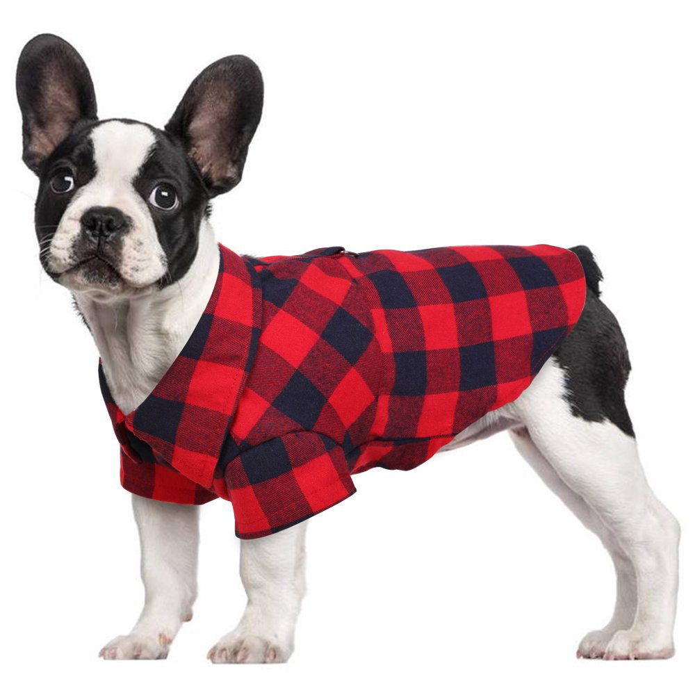IDOMIK Dog Shirt Pet Plaid Shirts Breathable Pet Puppy T-Shirt Outfit Dog Clothes for Small Medium Dogs Cats Dog Pajamas Spring Summer Adorable Pet Clothes Animals & Pet Supplies > Pet Supplies > Dog Supplies > Dog Apparel IDOMIK M Red 