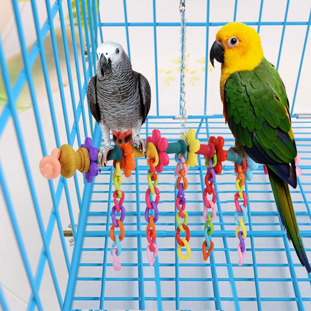 Tebru Medium and Large Parrot Chewing Toy Wooden Stand Cage Bell Bird Accessories, Parrot Chewing Toy, Wooden Parrot Toy Animals & Pet Supplies > Pet Supplies > Bird Supplies > Bird Cage Accessories Tebru   