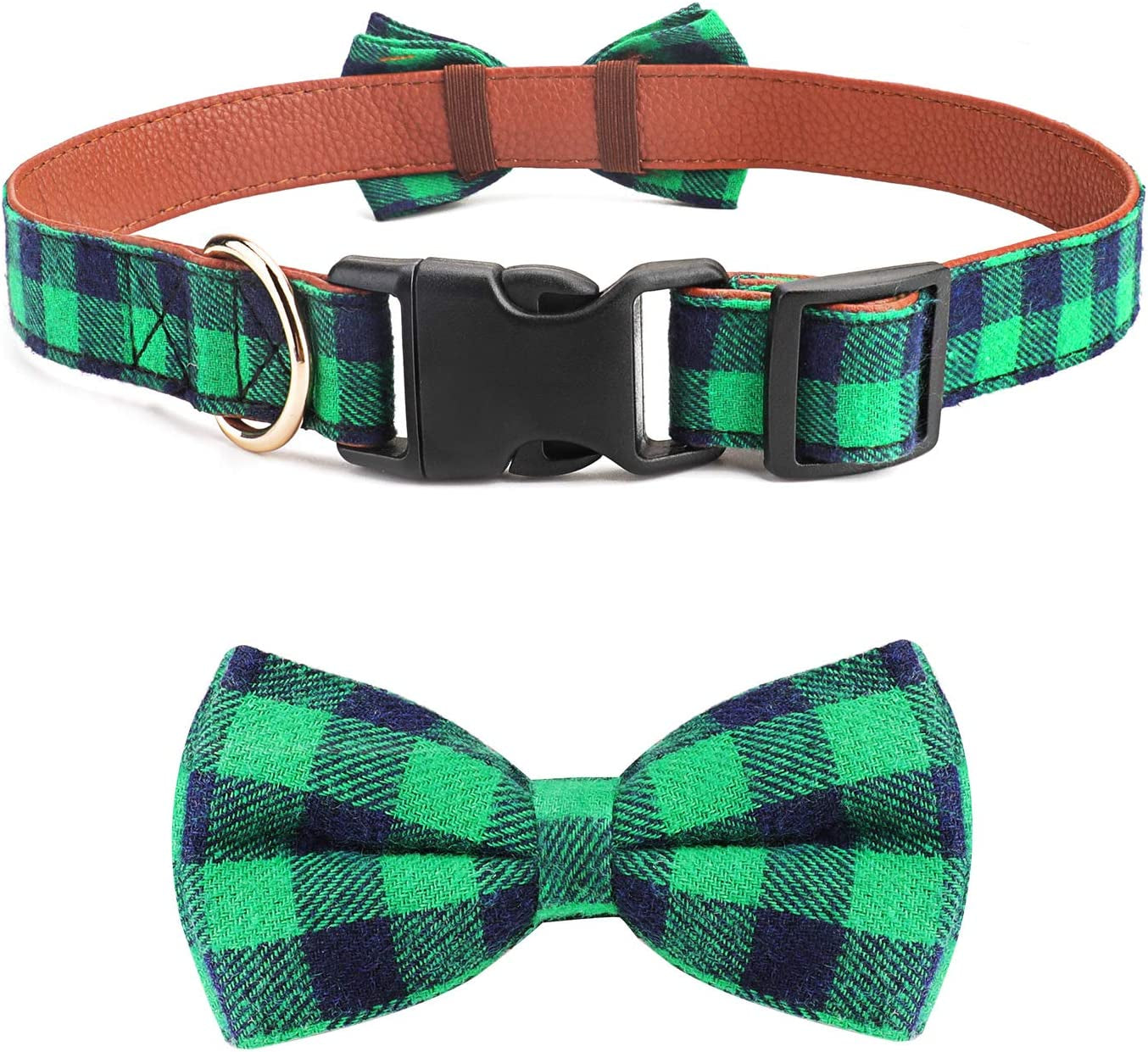 Dog Bow Tie, Vaburs Dog Cat Collar with Bow Tie Buckle Light Plaid Dog Collar for Dogs Cats Pets Soft Comfortable,Adjustable (S, Green) Animals & Pet Supplies > Pet Supplies > Dog Supplies > Dog Apparel Vaburs   