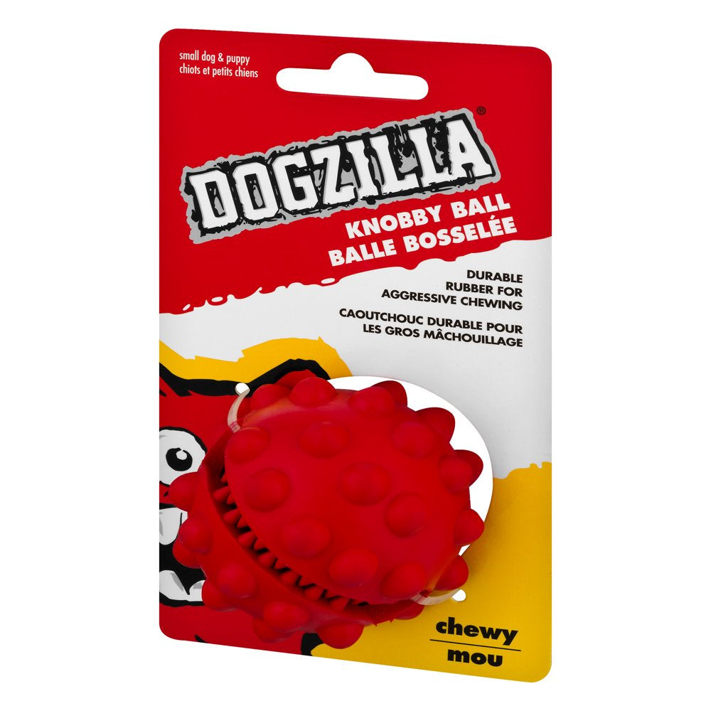 Dogzilla Durable Rubber Dog Treat Ball Toy, Red , Small
