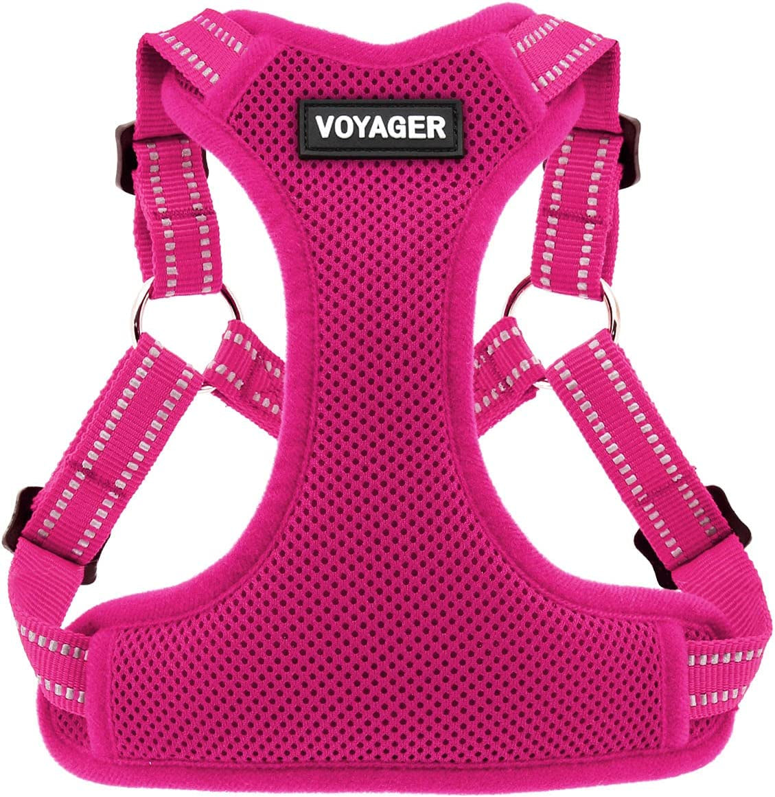 Best Pet Supplies Voyager Adjustable Dog Harness with Reflective Stripes for Walking, Jogging, Heavy-Duty Full Body No Pull Vest with Leash D-Ring, Breathable All-Weather - Harness (Red), M Animals & Pet Supplies > Pet Supplies > Dog Supplies > Dog Apparel Best Pet Supplies, Inc. Fuchsia (Matching Trim) XS (Chest: 13 - 16") 