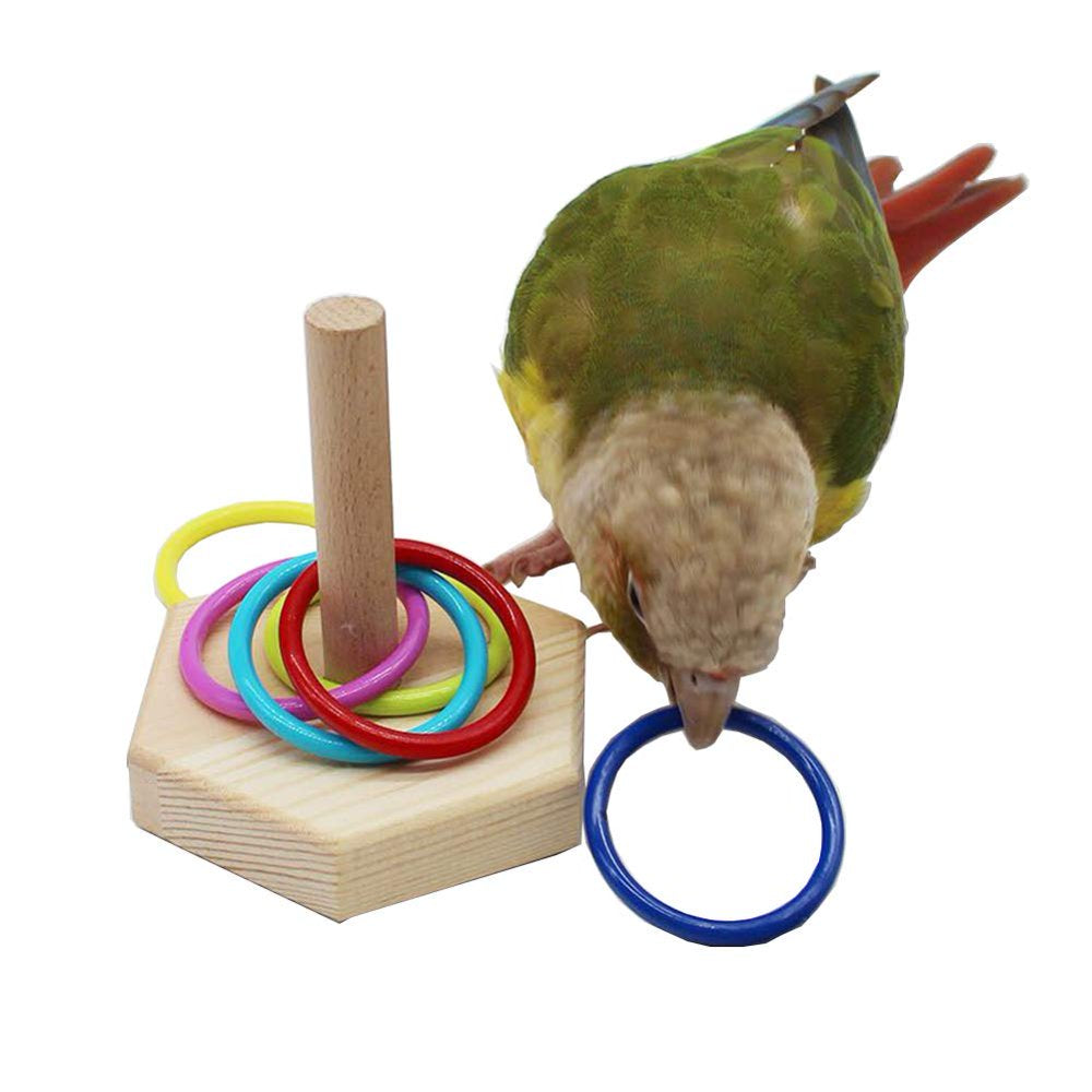 QBLEEV Bird Toys, Bird Trick Tabletop Toys, Training Basketball Stacking Color Ring Toys Sets, Parrot Chew Ball Foraing Toys, Education Play Gym Playground Activity Cage Foot Toys Animals & Pet Supplies > Pet Supplies > Bird Supplies > Bird Toys QBLEEV hexagon ring toy  