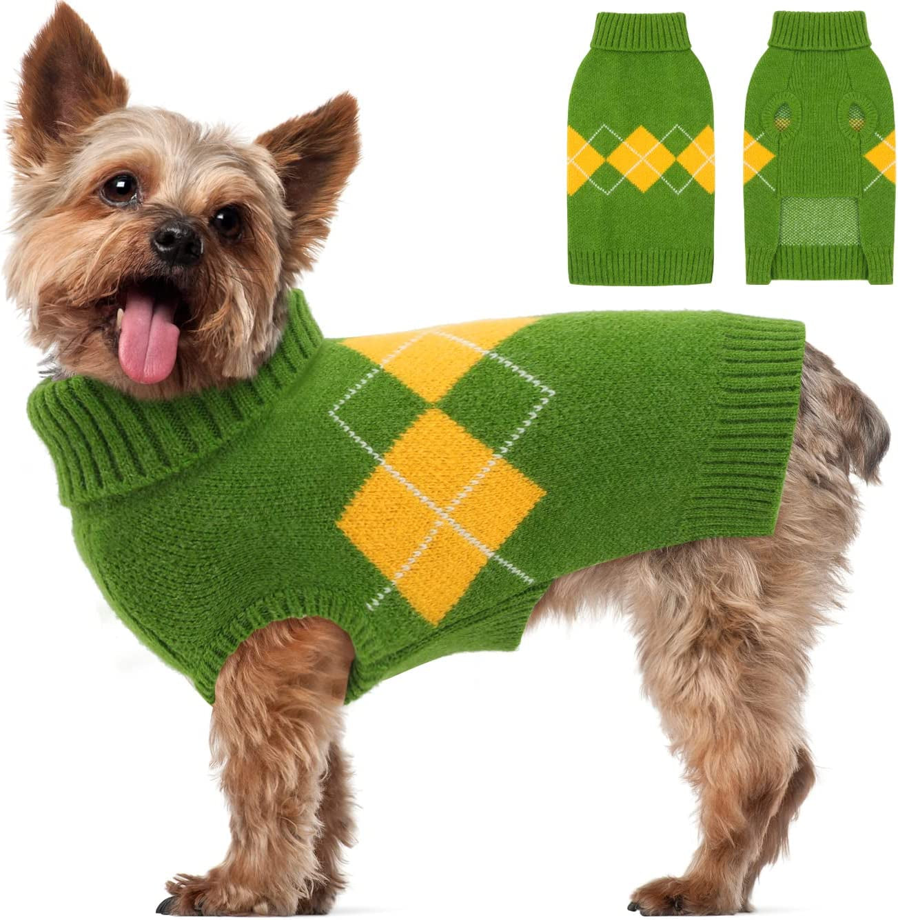 ALAGIRLS Winter Dog Sweater Warm Puppy Clothes,Classic Turtleneck Plaid Cat Sweater,Pullover Christmas Holiday Pet Outfits Apparel for Large Dogs,Pink L Animals & Pet Supplies > Pet Supplies > Dog Supplies > Dog Apparel ALA Green Large 