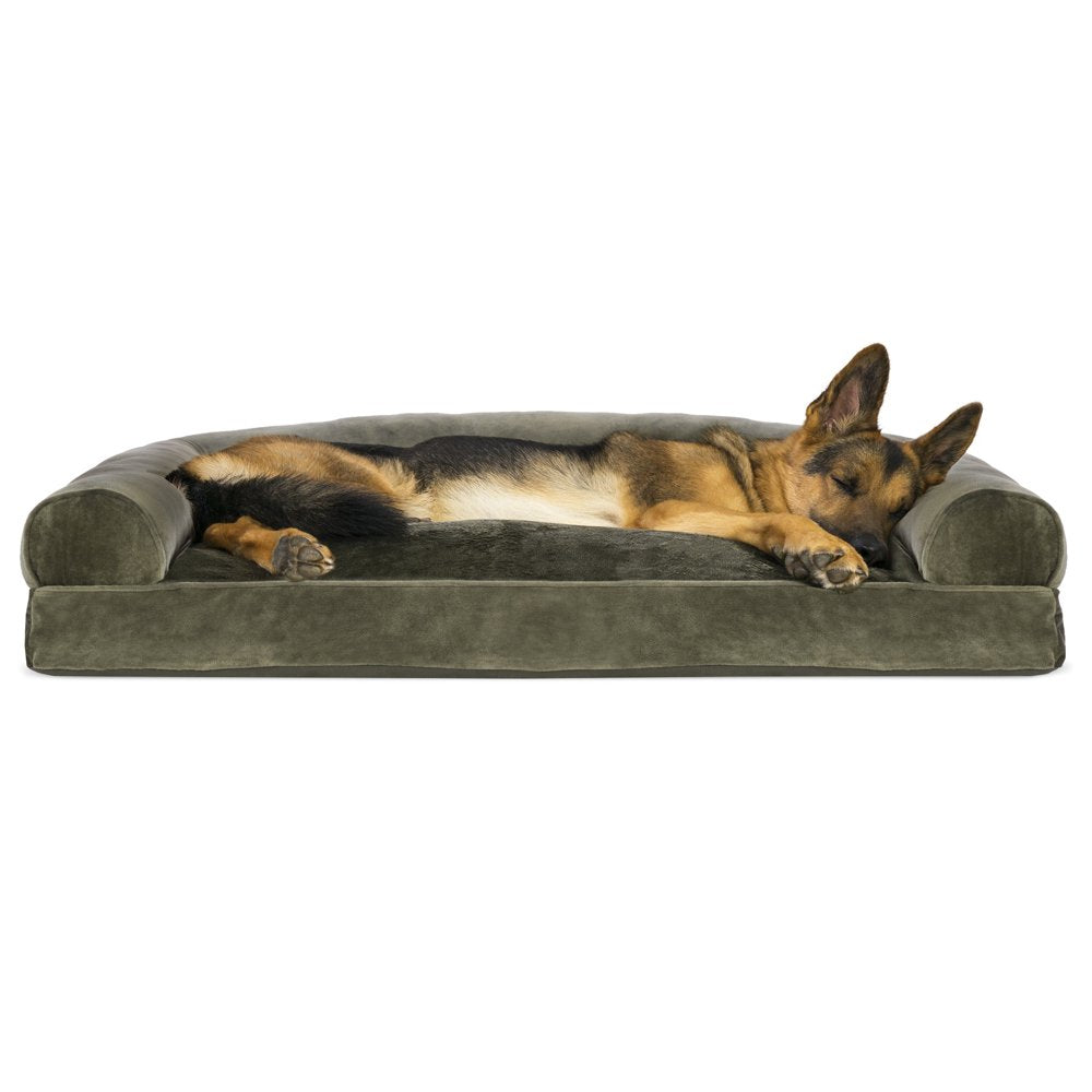 Furhaven Pet Products | Faux Fur & Velvet Pillow Sofa Pet Bed for Dogs & Cats, Dark Sage, Jumbo Animals & Pet Supplies > Pet Supplies > Cat Supplies > Cat Beds FurHaven Pet Products   