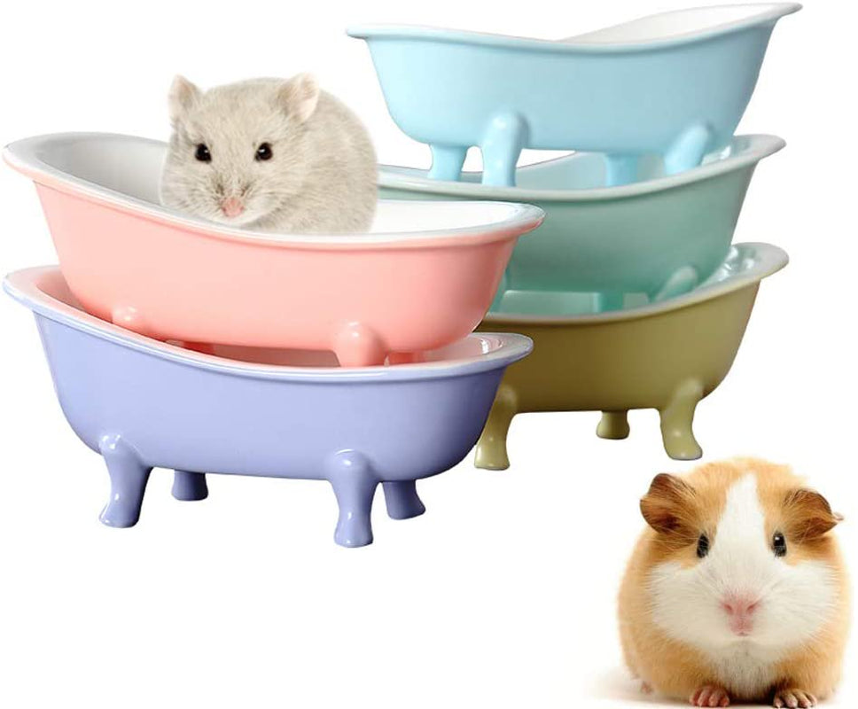 Small Animal Hamster Bed, Ice Bathtub Accessories Cage Toys, Ceramic Relax Habitat House, Sleep Pad Nest for Hamster, Food Bowl for Guinea Pigs/Squirrel/Chinchilla（Sky Blue） Animals & Pet Supplies > Pet Supplies > Small Animal Supplies > Small Animal Bedding COSARRETY   