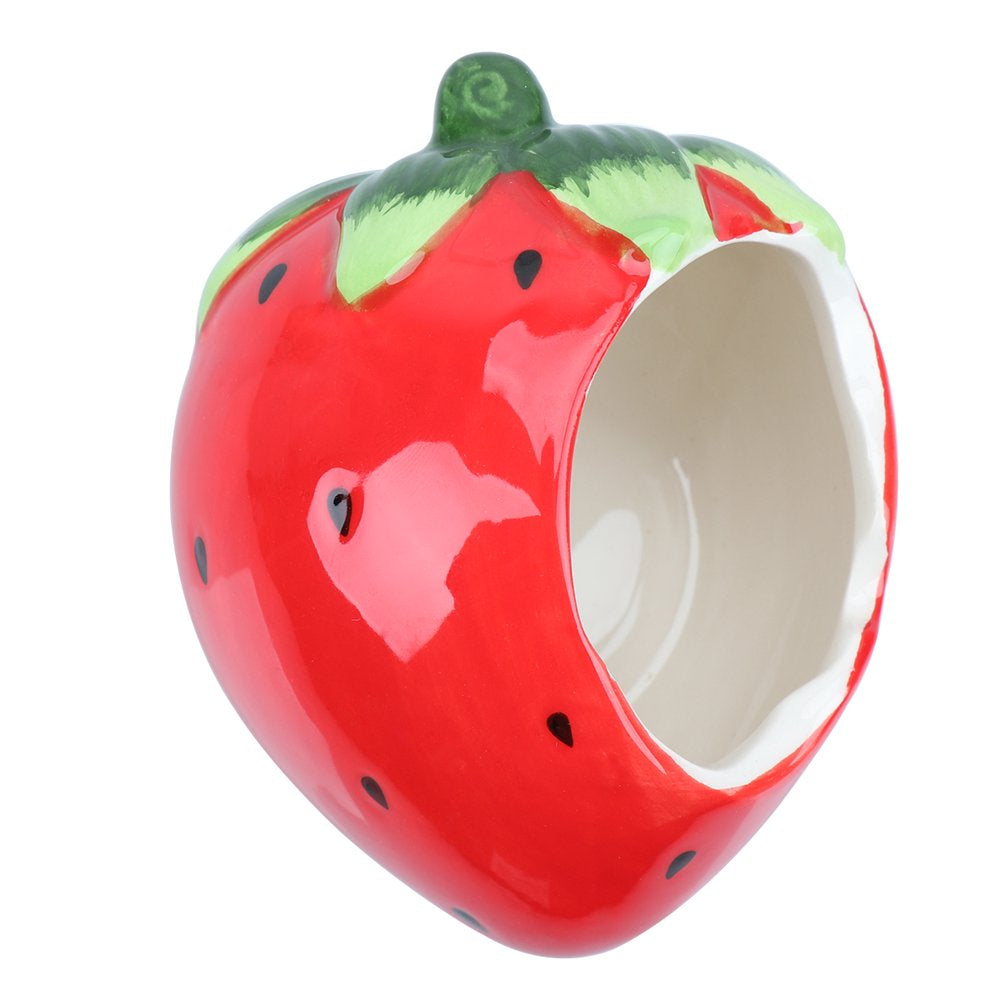 Ceramic Cartoon Strawberry Shape Hamster House Home Summer Cool Small Animal Pet Nesting Habitat Cage Accessories Animals & Pet Supplies > Pet Supplies > Small Animal Supplies > Small Animal Habitats & Cages NUOLUX   