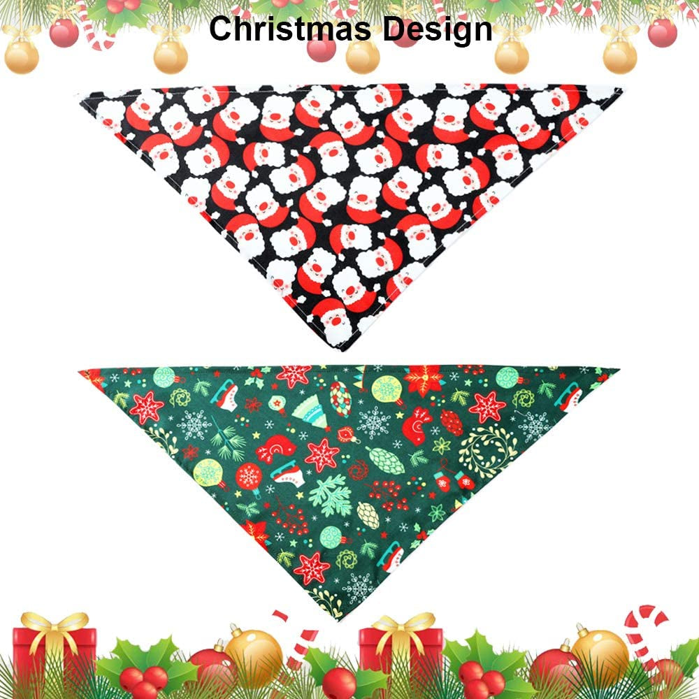 ADOGGYGO 4 Pack Dog Bandana Christmas Pet Scarf Triangle Bibs Kerchief Set Pet Costume Accessories Decoration for Small Medium Large Dogs Cats Pets Animals & Pet Supplies > Pet Supplies > Dog Supplies > Dog Apparel ADOGGYGO   