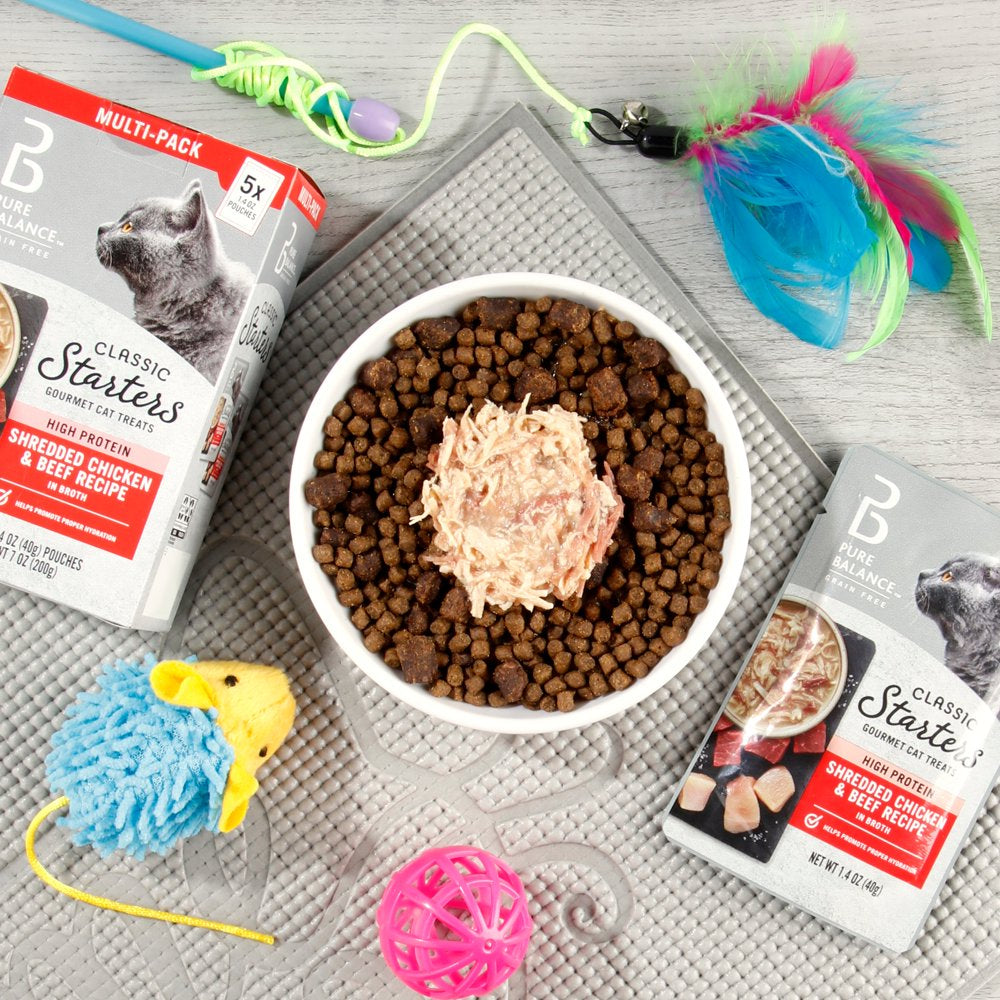 Pure Balance Classic Starters Gourmet Cat Treats, Shredded Chicken & Beef in Broth, 1.4 Oz, 5 Pack Animals & Pet Supplies > Pet Supplies > Cat Supplies > Cat Treats Wal-Mart Stores, Inc.   