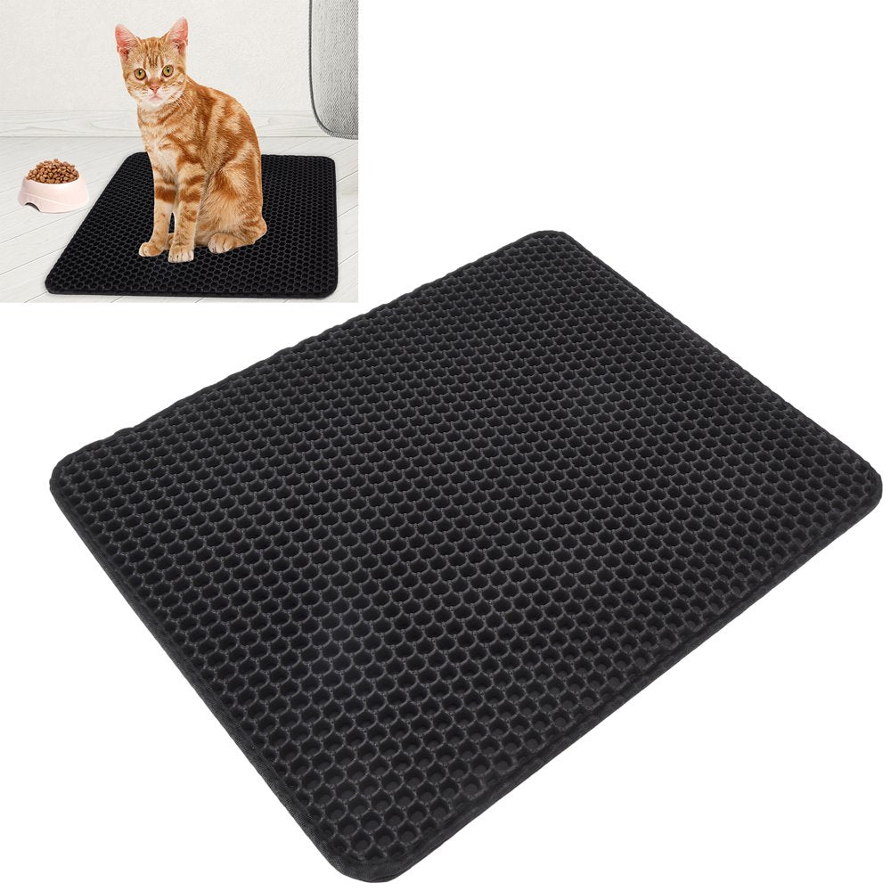 Cat Litter Pad, Scatter Control anti Slip Cat Litter Mat Less Waste EVA for Cat Litter Box Black Animals & Pet Supplies > Pet Supplies > Cat Supplies > Cat Litter Box Mats Amonsee   