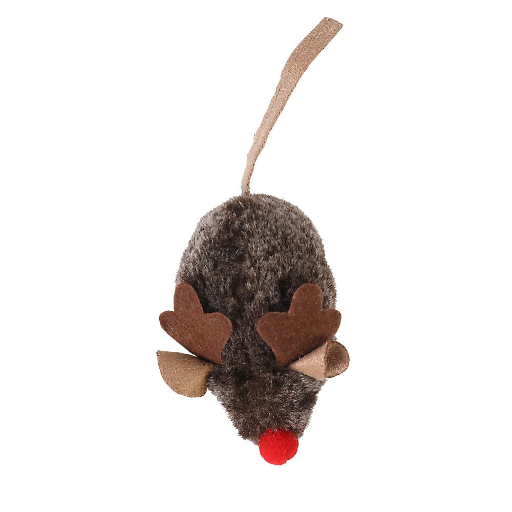 Pet Zone Holiday Stocking Stuffer Mouse Plush Catnip Filled Cat Toys for Cats and Kittens