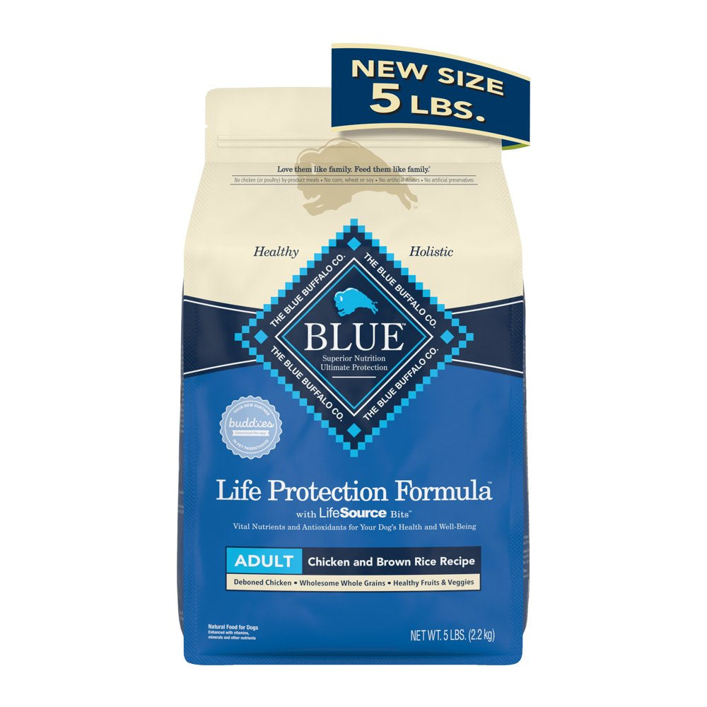 Blue Buffalo Life Protection Formula Chicken and Brown Rice Dry Dog Food for Adult Dogs, Whole Grain, 5 Lb. Bag Animals & Pet Supplies > Pet Supplies > Small Animal Supplies > Small Animal Food Blue Buffalo   