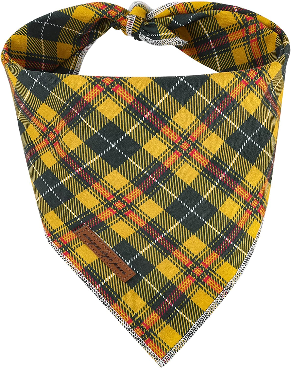 Unique Style Paws Christmas Plaid Dog Bandanas 1PC Cotton Washable Winter Triangle Dog Scarfs for Small Medium Large Dogs and Cats-Red Grid-S Animals & Pet Supplies > Pet Supplies > Dog Supplies > Dog Apparel Unique style paws New-yellow grid Small 