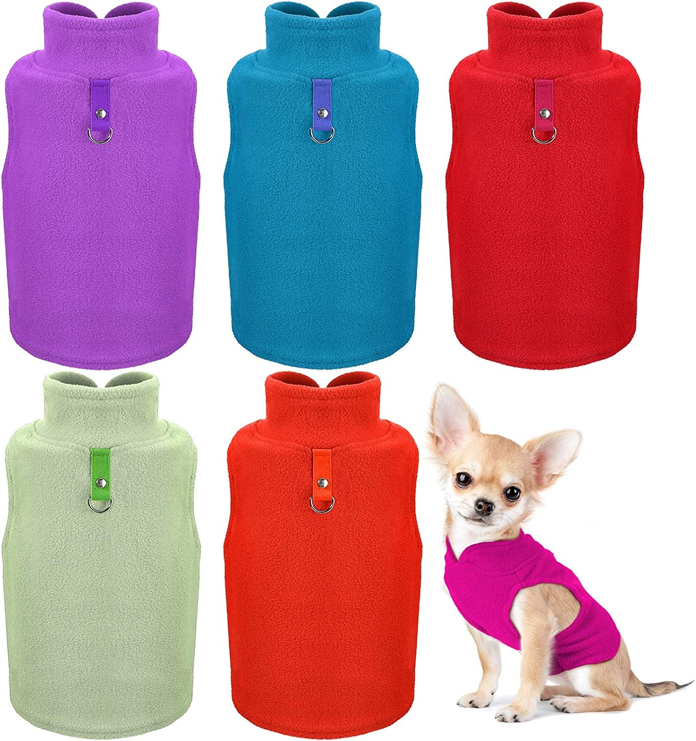 6 Pieces Dog Fleece Vest Dog Pullover Warm Dog Jacket Cold Weather Pet Sweater with Leash Ring Cozy Dog Clothes for Small Cats Dogs (Dark Colors, Small) Animals & Pet Supplies > Pet Supplies > Dog Supplies > Dog Apparel Weewooday Bright Colors Medium 