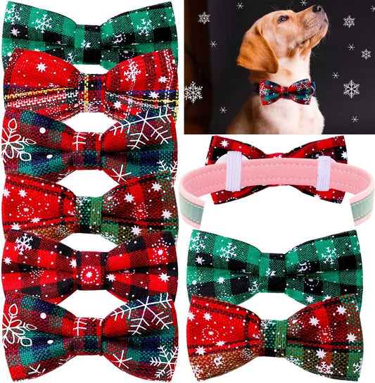 Halloween Dog Collar Attachment Bow Ties, 6Pcs Adjustable Dog Collar Bowties, Double Layered Slides Holiday Skull Bow Ties, Pet Grooming Bow Ties for Cute Puppy Dog Cat Collar Accessories Animals & Pet Supplies > Pet Supplies > Dog Supplies > Dog Apparel Mruq pet for Christmas  