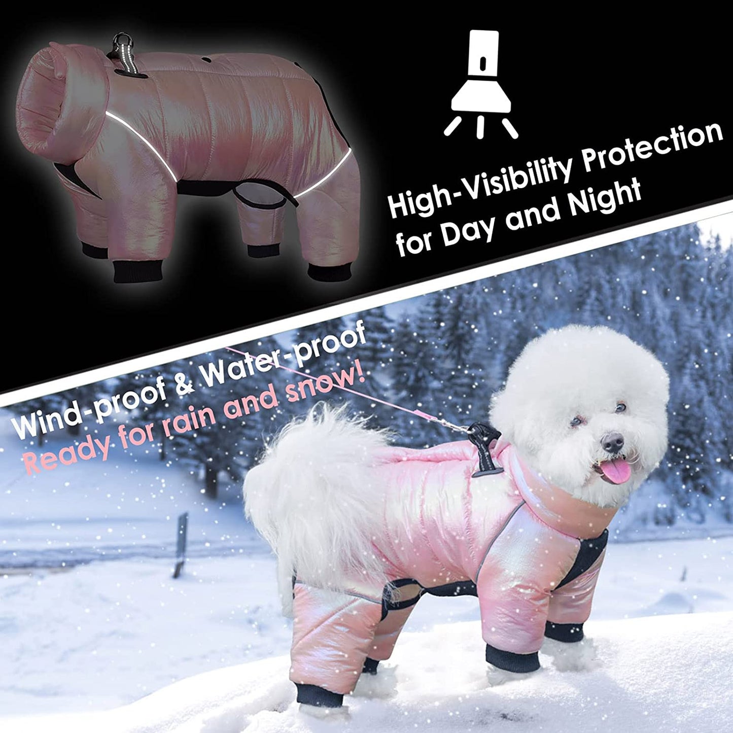 AOFITEE Dog Coat, Waterproof Dog Jacket for Winter, Warm Fullbody Dog Snowsuit, Zip up Fleece Dog Vest, Cold Weather Dog Coats with Reflective Stripes, Outdoor Windproof Dog Apparel for Small Dogs Animals & Pet Supplies > Pet Supplies > Dog Supplies > Dog Apparel AOFITEE   