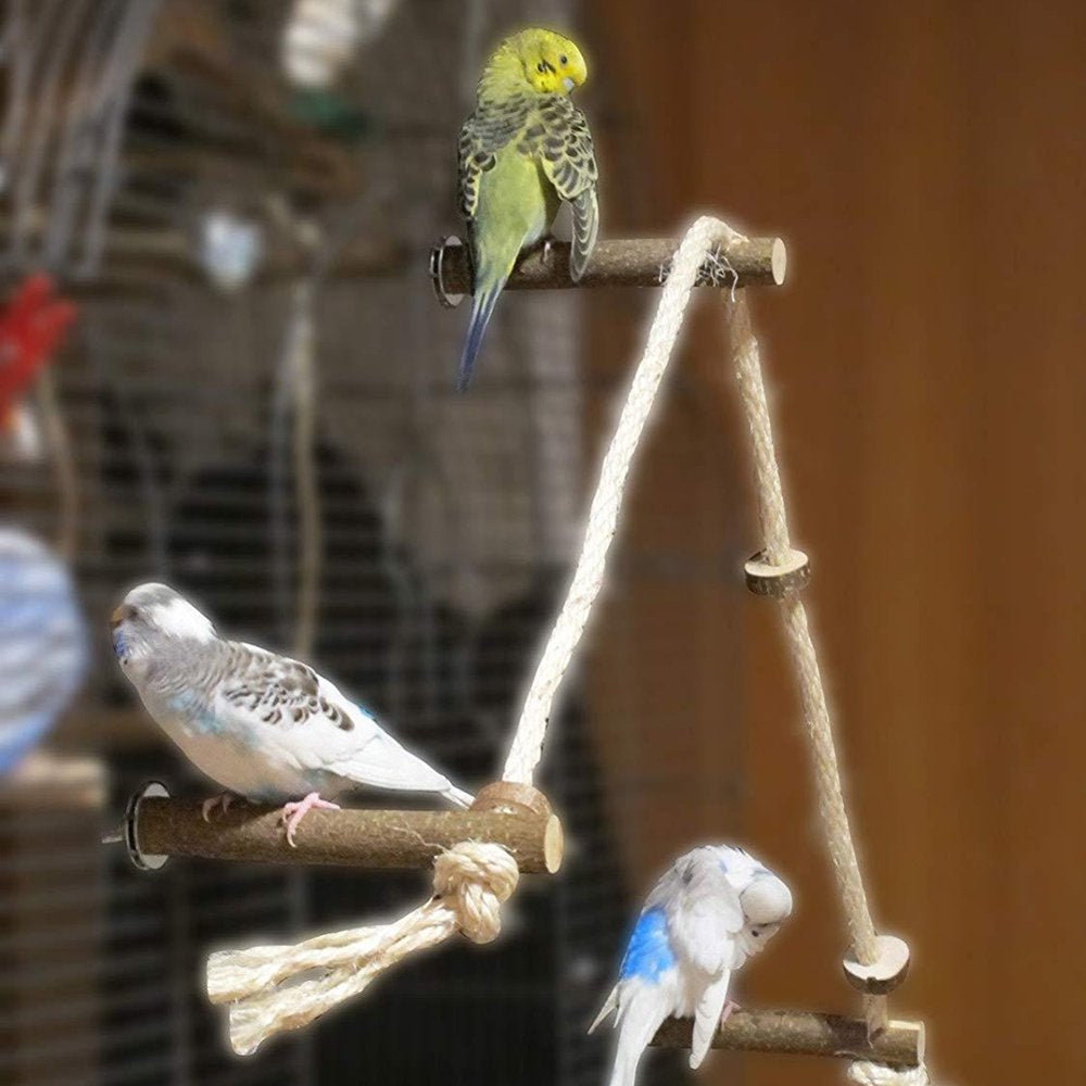 Pet Bird Parrot Wooden Rope Climbing Hanging Cage Ladder Stand Perch Chew Toy Animals & Pet Supplies > Pet Supplies > Bird Supplies > Bird Ladders & Perches Minjieyu   