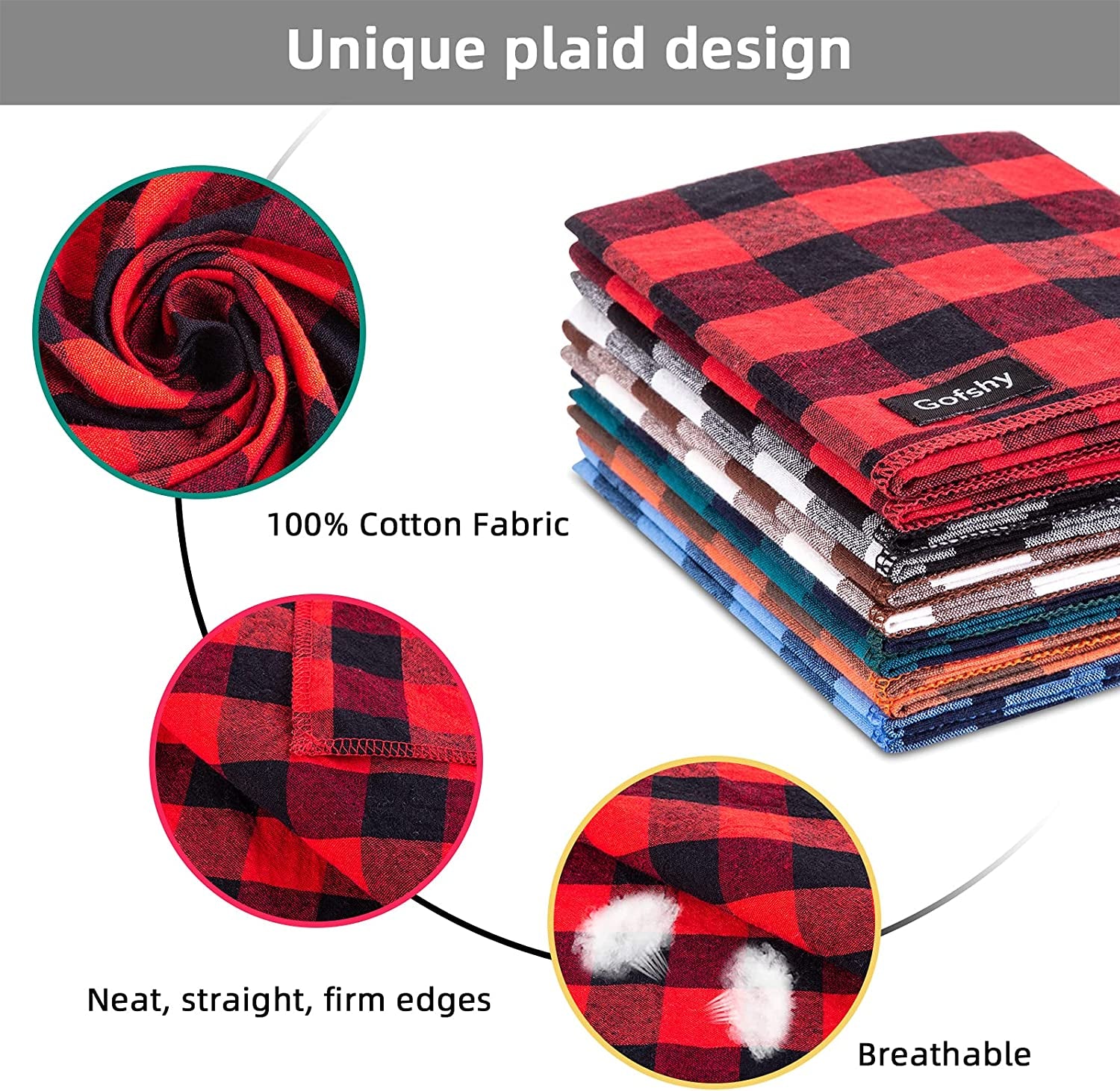 Gofshy Dog Bandanas Christmas Classic Buffalo Plaid 6PCS Dog Gifts Red Blue Green Orange Black Brown Dog Scarf Adjustable Kerchief for Small Medium Large Dogs Cats Puppy Bandana(M) Animals & Pet Supplies > Pet Supplies > Dog Supplies > Dog Apparel youyishi   