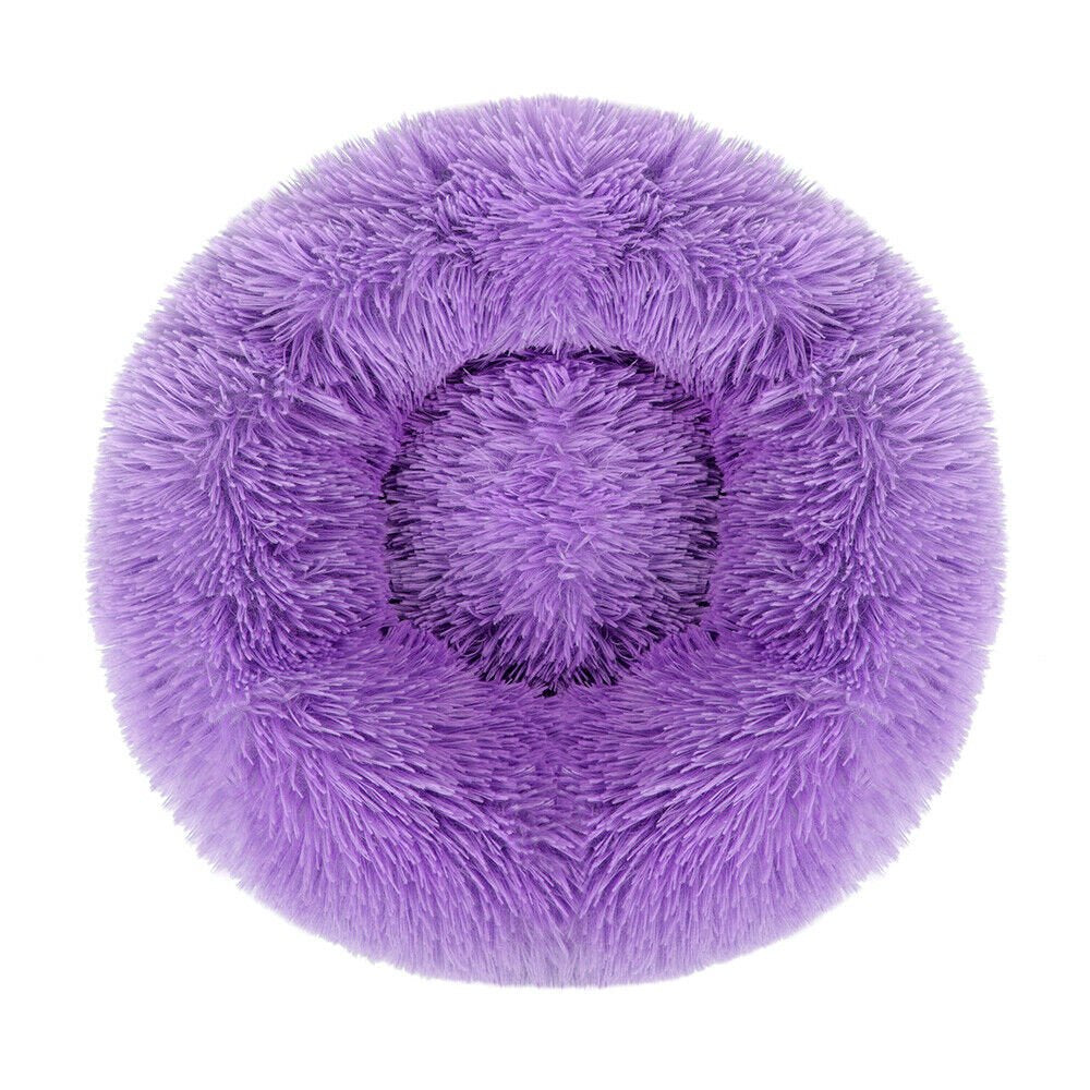 Round Plush Pet Bed for Dogs & Cats,Fluffy Soft Warm Calming Bed Sleeping Kennel Nest Animals & Pet Supplies > Pet Supplies > Cat Supplies > Cat Beds source max 23" Purple 