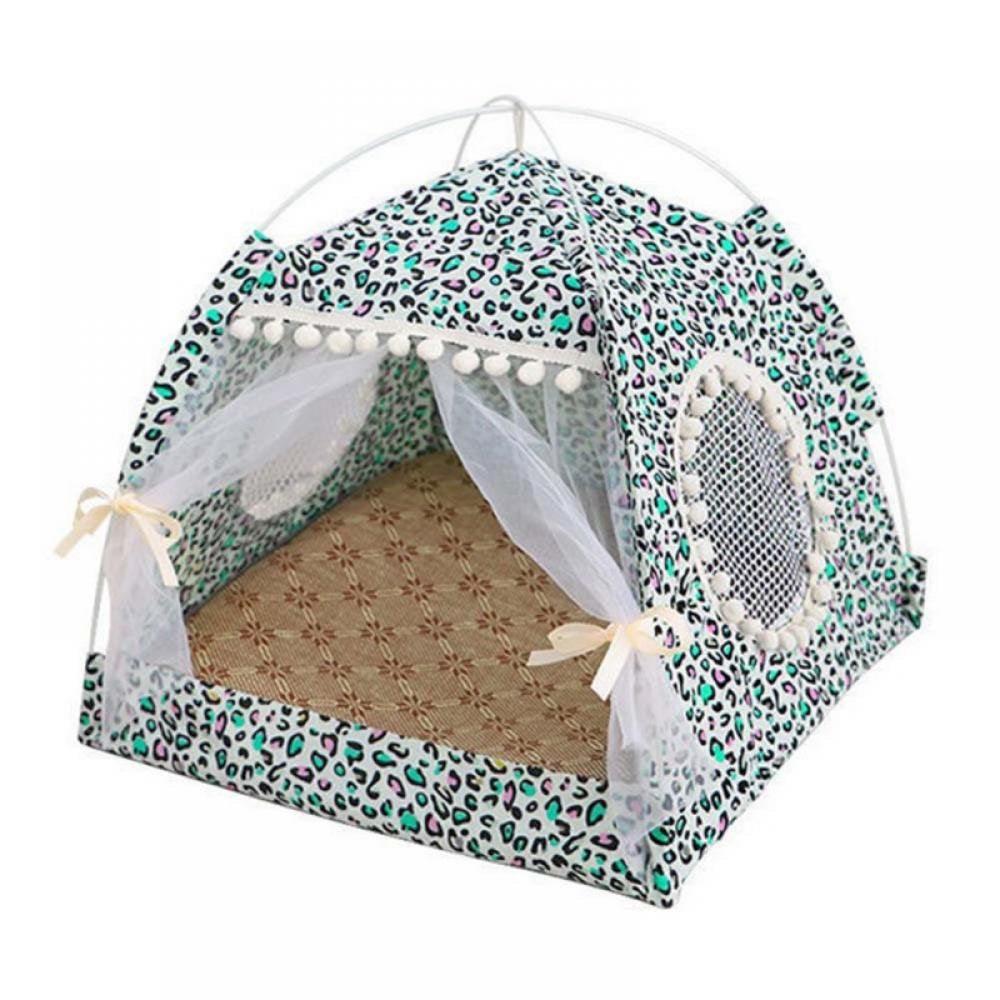 Stibadium Pet Tent Cave Bed for Cat Small Dog, with Removable Washable Cushion Pillow, Portable Folding Cat Tent Kitten Bed Cat Hut Microfiber Cozy Cave, S-XL Animals & Pet Supplies > Pet Supplies > Cat Supplies > Cat Beds Stibadium S Leopard Green 