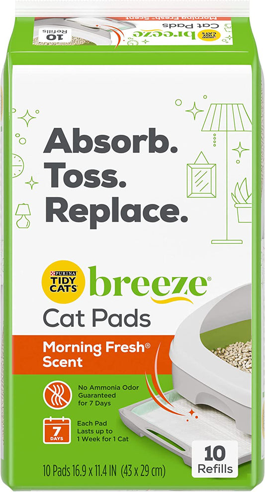 Purina Tidy Cats Breeze Litter System Cat Pad Refills, Breeze Morning Fresh Scent 10Ct. Refill Pack - 10 Ct. Box