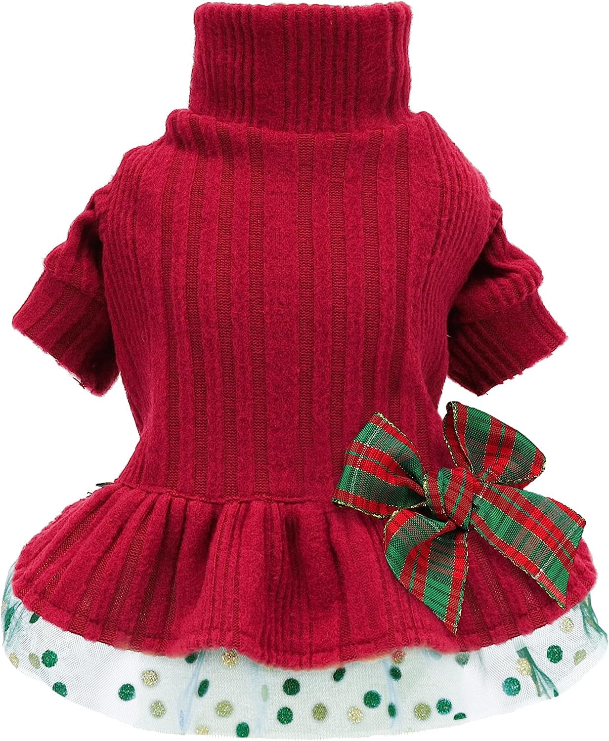 Fitwarm Knitted Dog Tulle Sweater Dress, Dog Winter Clothes for Small Dogs Girl, Cat Apparel, Pink, Small Animals & Pet Supplies > Pet Supplies > Dog Supplies > Dog Apparel Fitwarm Red Small 