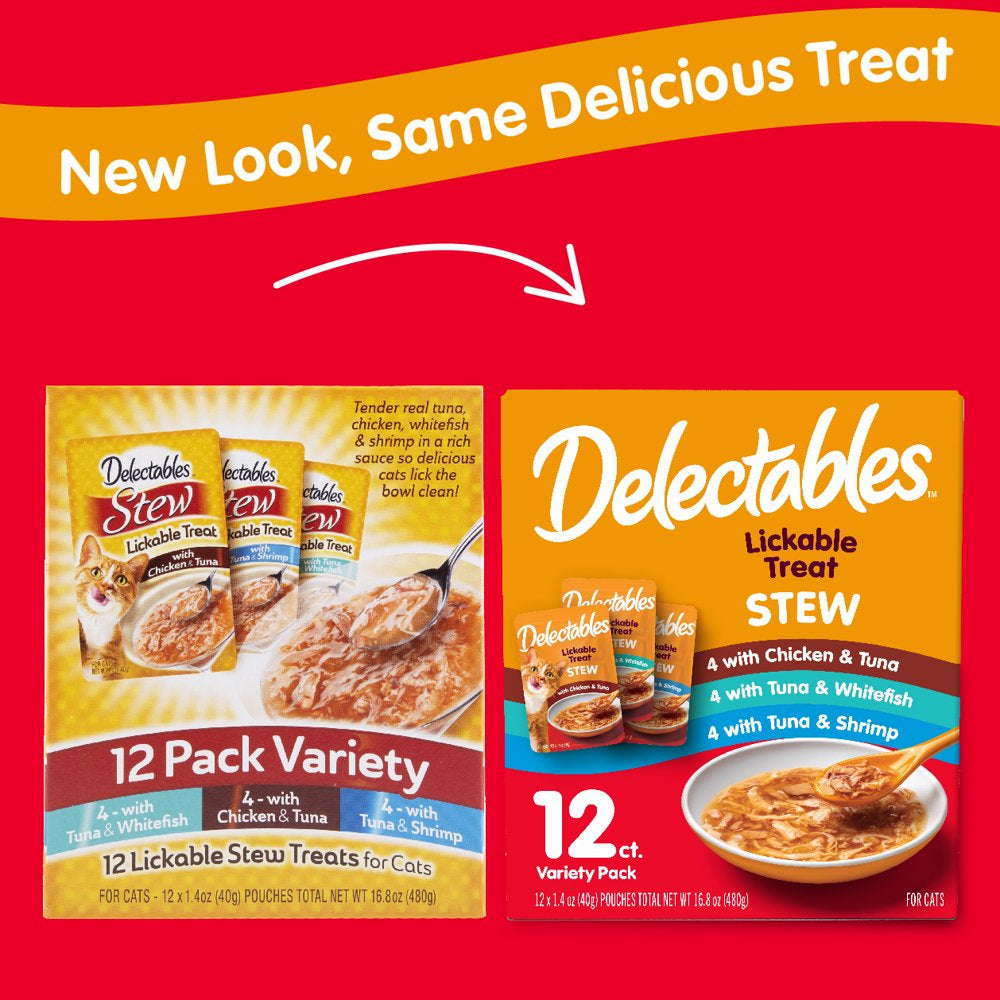 Hartz Delectables Stew Lickable Wet Cat Treats Variety Pack, 12 Pack Animals & Pet Supplies > Pet Supplies > Cat Supplies > Cat Treats Hartz Mountain Corp   