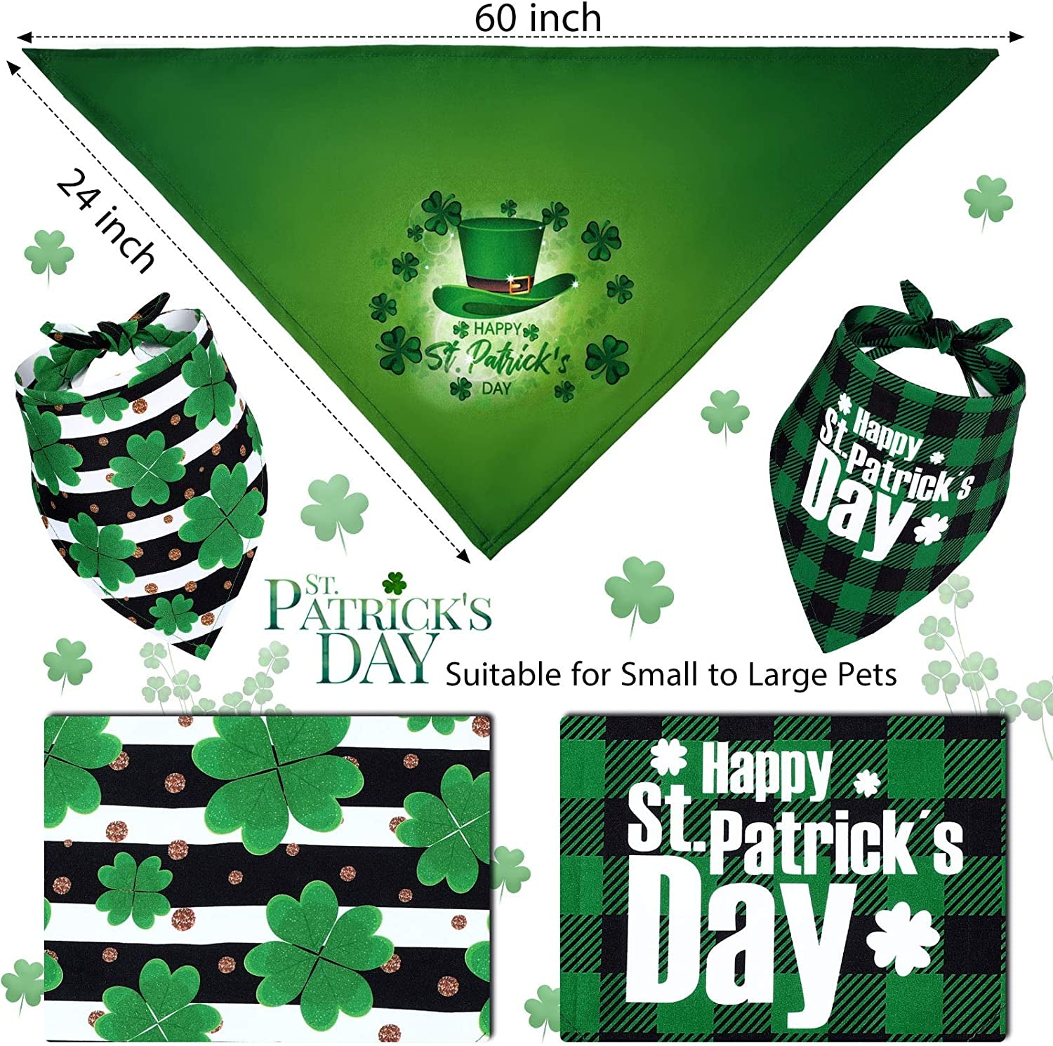 Weewooday 6 Pieces St. Patrick’S Day and Easter Dog Bandana Triangle Bibs Cat Pet Scarf Pet Costume Accessories for Small Medium Dogs and Cat Animals & Pet Supplies > Pet Supplies > Dog Supplies > Dog Apparel Weewooday   