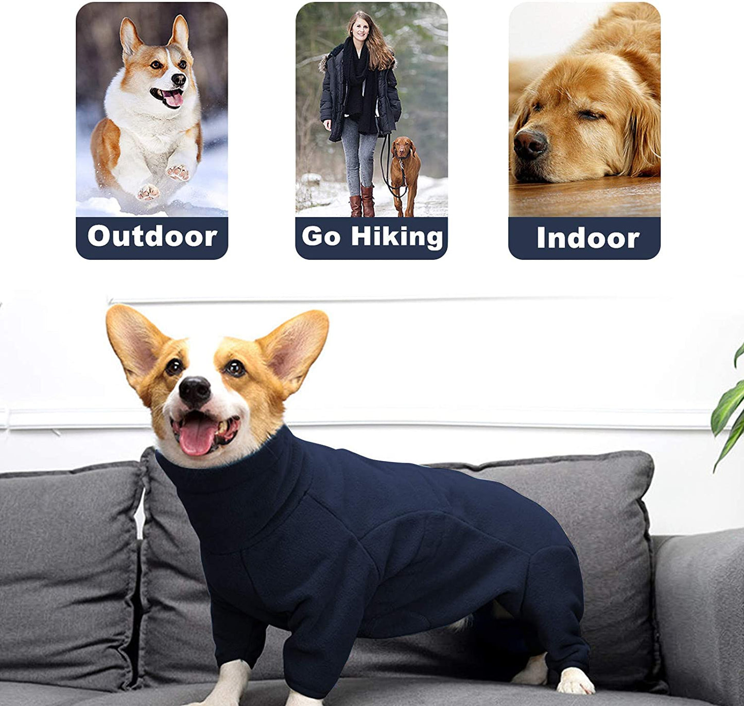 ROZKITCH Dog Winter Coat Soft Fleece Pullover Pajamas, Pet Windproof Warm Cold Weather Jacket Vest Cozy Onesie Jumpsuit Apparel Outfit Clothes for Small, Medium, Large Dogs Walking Hiking Travel Sleep Animals & Pet Supplies > Pet Supplies > Dog Supplies > Dog Apparel ROZKITCH   