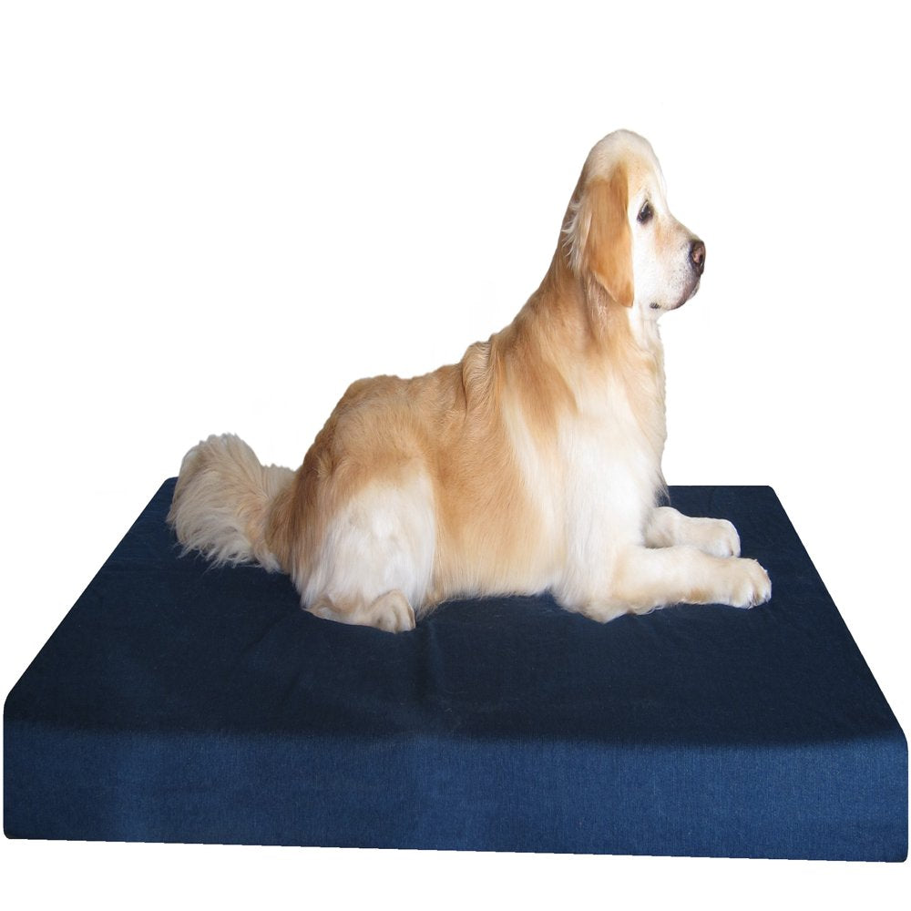 Dogbed4Less Orthopedic Waterproof Memory Foam Dog Bed for Large Pet 55"X37"X4", Denim Blue Washable Cover, XXL Animals & Pet Supplies > Pet Supplies > Cat Supplies > Cat Beds Dogbed4less JUMBO 55"X47"X4"  