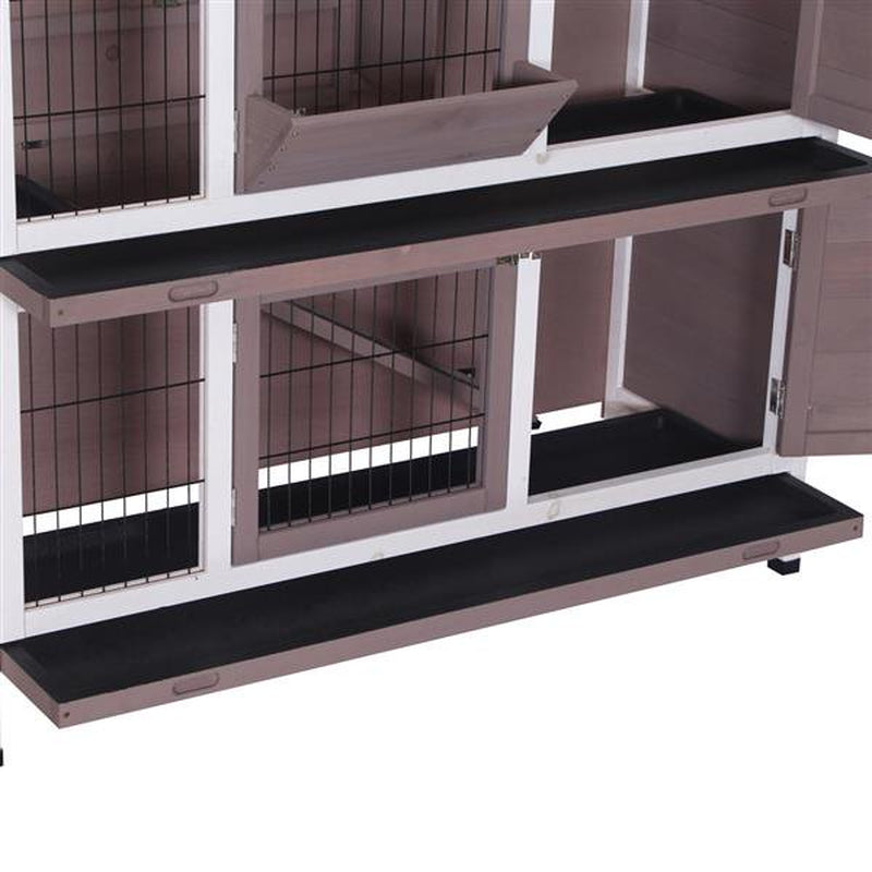 Clearance! Rabbit Hutch Indoor with Tray, 48” Bunny Hutch Outdoor 2 Story Wooden Rabbit House Guinea Pig Cages with Ramp for Habitat, Small Animals,Pet Animals & Pet Supplies > Pet Supplies > Small Animal Supplies > Small Animal Habitats & Cages IM Beauty   