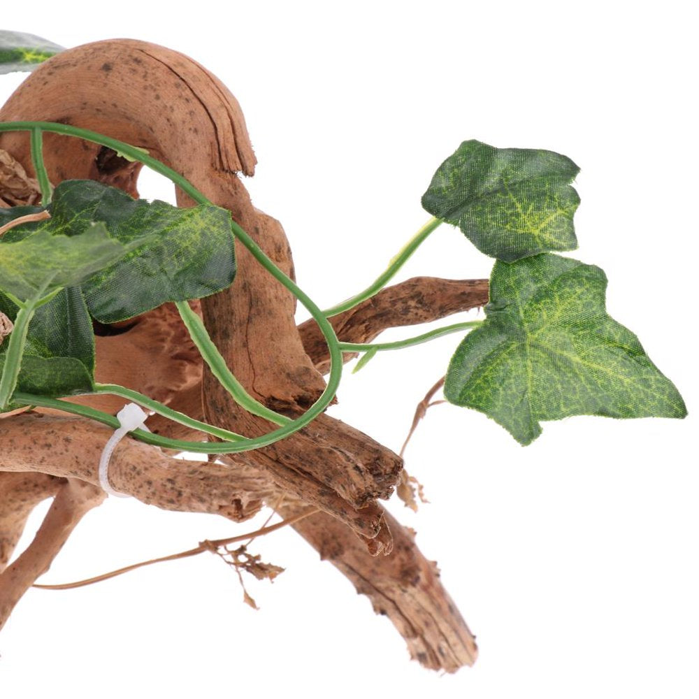 Natural Rhododendron Wood with Artificial Vine Leaf- Creates Natural-Looking Habitat for Reptile and Amphibian-Décor & Climbing Toy for Chameleons, Frogs, Geckos, S Animals & Pet Supplies > Pet Supplies > Small Animal Supplies > Small Animal Habitat Accessories Gazechimp   