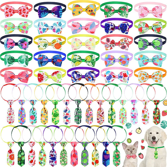 KUDES 2 Pack/Set Dog Collars with Bow Tie and Bells, Adjustable Cute Dog  Bow Ties Collar for Small/Medium/Large Boys and Girls Pets