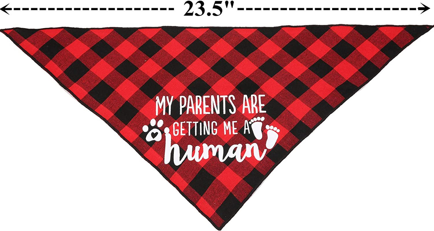 My Parents Are Getting Me a Human Dog Pregnancy Announcement Bandana,Buffalo Plaid Pet Gender Reveral Pet Scarf Animals & Pet Supplies > Pet Supplies > Dog Supplies > Dog Apparel JPB   