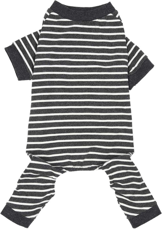 Wolspaw Dog Jumpsuit Striped 100% Cotton Pajamas for Small Medium Large Boy Girl Dogs Pet Pjs Onesie Outfits,Grey S Animals & Pet Supplies > Pet Supplies > Dog Supplies > Dog Apparel Wolspaw 1 Grey Pajamas S 