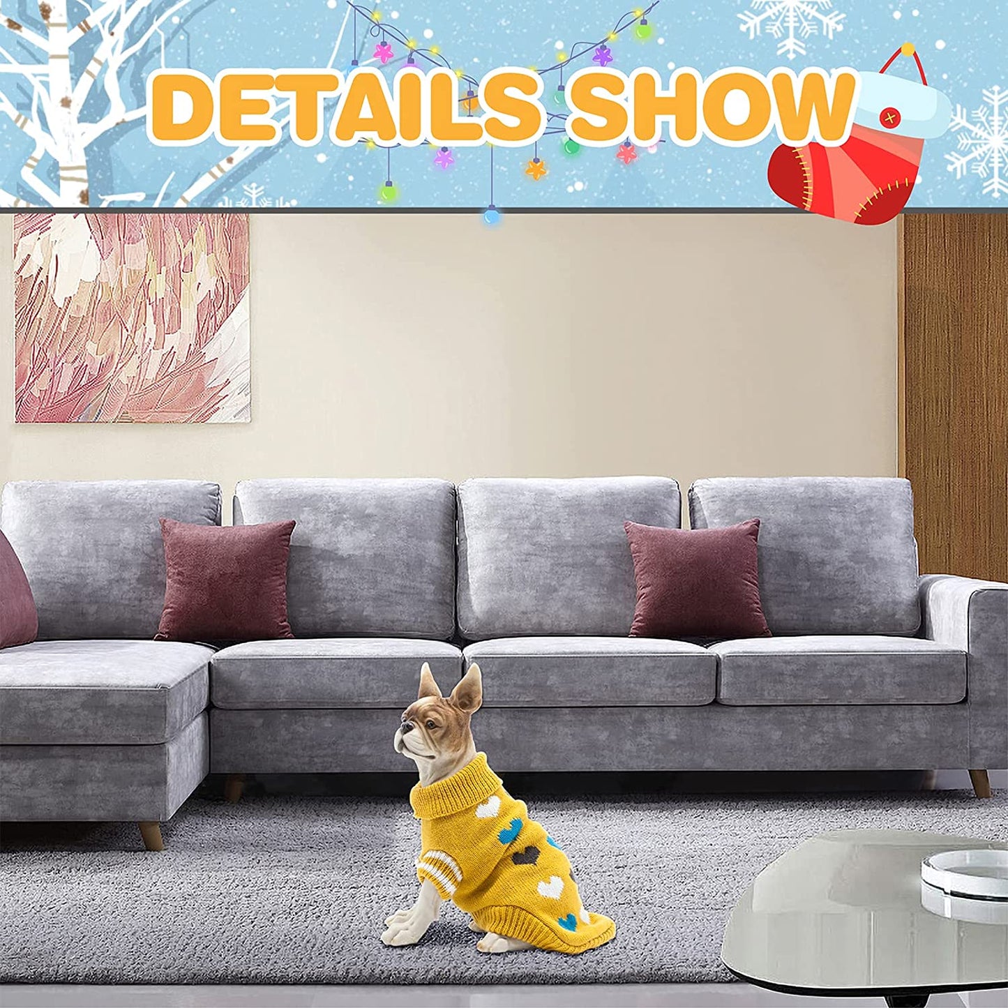 Cnarery Dog Sweater, Soft and Warm Dog Knitted Sweater with Leash Hole, Dog Winter Coat, Cold Weather Clothes for Small Medium Dogs Cat (Small, Yellow) Animals & Pet Supplies > Pet Supplies > Dog Supplies > Dog Apparel Cnarery   