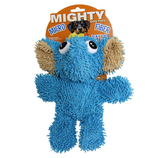 Mighty Microfiber Ball Elephant Dog Toy, Made with Squeaker Balls, Minimal Stuffing, Blue