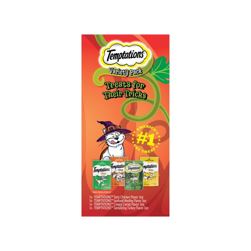 TEMPTATIONS Soft & Crunchy Halloween Treats Variety Pack, (4) 3 Oz Pouches Animals & Pet Supplies > Pet Supplies > Cat Supplies > Cat Treats Mars Petcare   